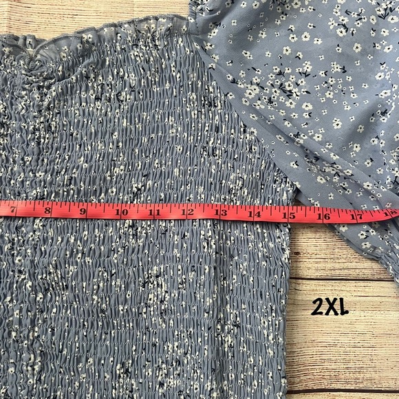 New Blush Bj Plus Size Ash‎ Blue Floral Crop Top Women's Size 2XL - Picture 10 of 11